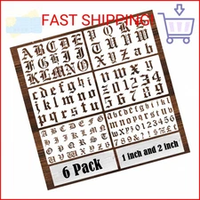 6 Pcs Old English Stencil 2 Inch Letters Number Template Reusable Gothic Calligr