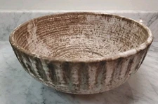 Peter’s Pottery Nutmeg Bowl Large With Rows and Jade Highlights 