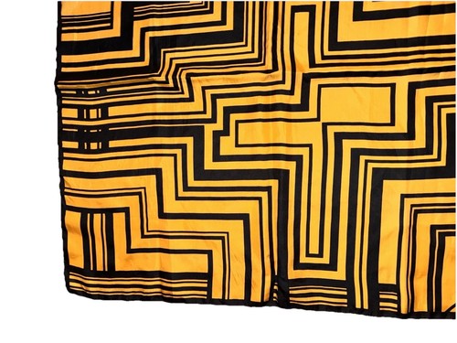 JACQMAR 60er JAHRE ORANGE SCHWARZ GEOMETRISCHER DRUCK SEIDE LOGO SCHAL HANDGEROLLT - Bild 7 von 11