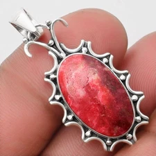 Natural Pink Thulite - Norway 925 Sterling Silver Pendant Jewelry P-1249