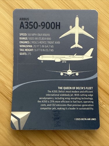 Delta Air Lines Aircraft Trading Card Airbus A350 - Picture 2 of 2