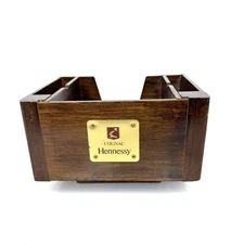 Vintage Hennessy Cognac Wooden Bar Napkin Holder Caddy RARE