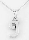 Sterling Silver Fancy Initial Letter J Charm with 16" Box Chain Necklace 