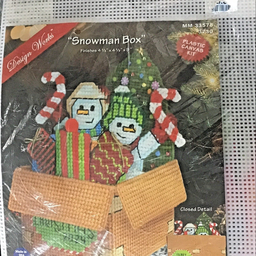 Design Works Snowman Box Plastic Canvas Kit New 3D Winter Holidays Crafts - Picture 2 of 4