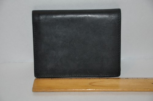 Mens Soft Leather Hipster Black Bifold Wallet Winn Cowhide Nappa - Picture 2 of 6