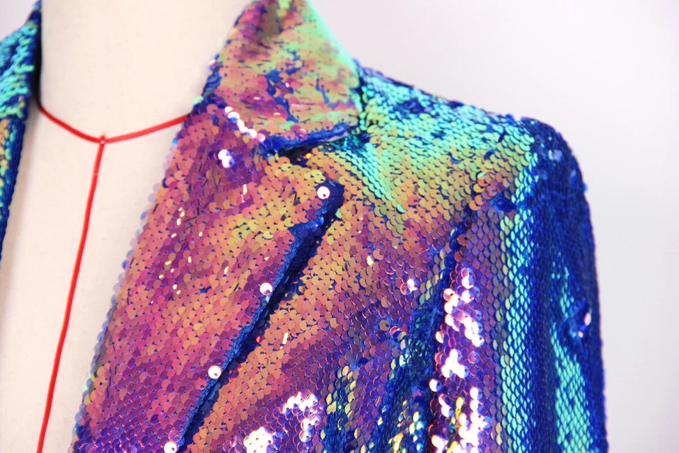 Occident American Style Womens Blazers Sequins Loose Fit Mid Long Coats Clubwear - Image 4 of 4