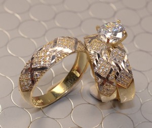 His And Hers Gold Engagement Ringultiple Wedding Band Set Ebay Image Is Loading His And Hers Gold Engagement Ringultiple