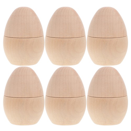 6Pcs Easter Egg Decoration Kit with Unfinished Wooden Eggs for Crafts
