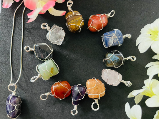 Wire Wrapped crystal necklace Gemstone Necklace Crystal Healing