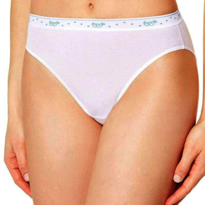 4 Women's Sloggi 100 Tai Cotton Stretch Briefs, Elastic Logo Art 100 Tai