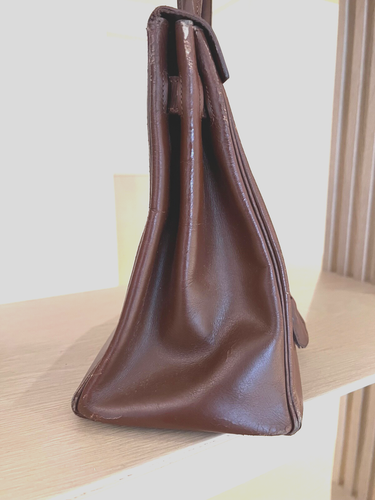 Hermès Kelly 32 Retourne Box Calf 1974 Vintage Brown Handbag with Dustbag As Is - Picture 18 of 24