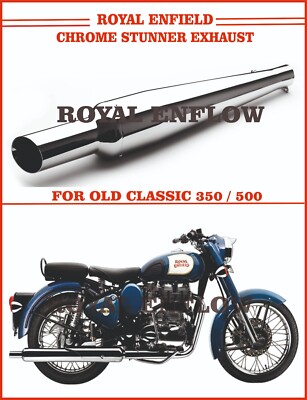 Fit For Royal Enfield Chrome Stunner Exhaust for Old Classic 350/500 - Exp Ship