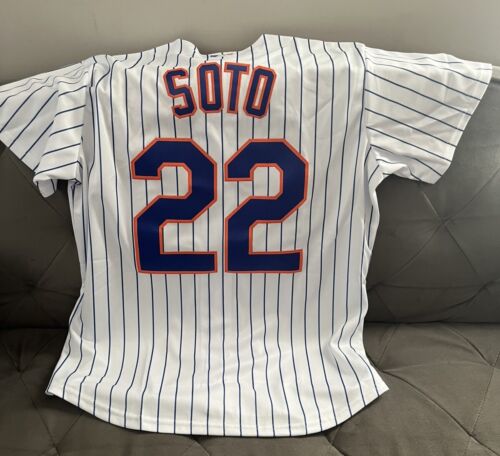 Juan Soto #22 New York Mets Men's Medium White Pinstripe Jersey- Same Day Ship!!