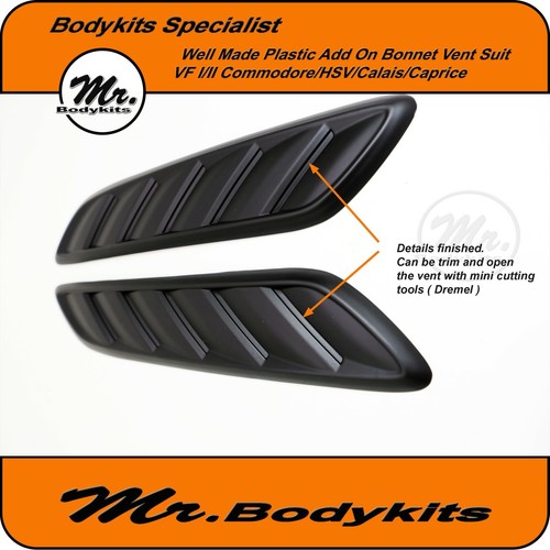 PAIR OF PLASTIC BONNET VENT FOR HOLDEN VF 1/2 S/SS/REDLINE/SV6/STORM (MATTE) - Picture 7 of 12