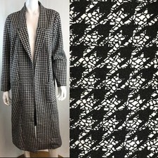 Lularoe Large Black White Houndstooth Long Overcoat Wendy Jacket Coat Unicorn
