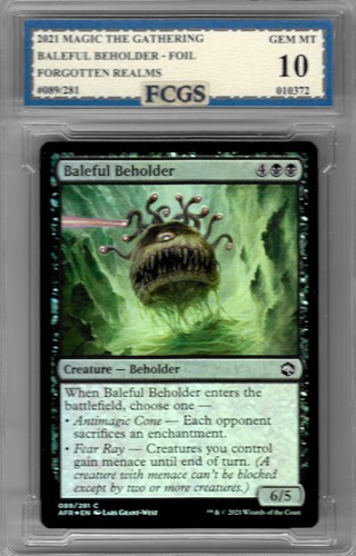 2021 MTG Baleful Beholder FOIL Forgotten Realms #89 Graded FCGS 10 GEM ...
