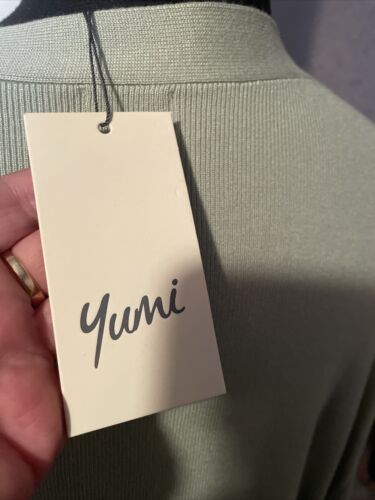 YUMI Ladies Pale Green Knit Floral Embroidered V Neck Cardigan Size L NEW - Picture 17 of 18