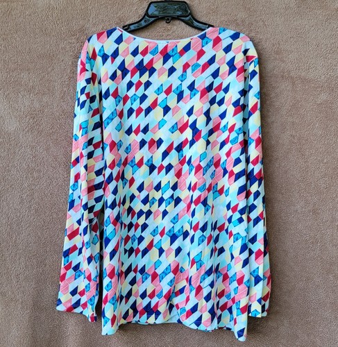 *NEW* Karen Scott Kaleidoscope Geo Print Top Scoop Neck Long Sleeve - NWT - Picture 9 of 20