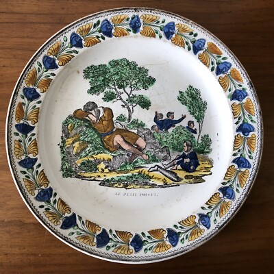 ANTIQUE c1830 OLD FRENCH PORCELAIN CREIL ET MONTEREAU Le Petit Poucet PLATE