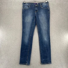 VIGOSS Jeans Womens 7 Junior Blue Medium Wash Denim Skinny Stretch Distressed