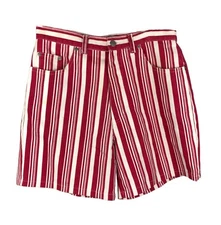 Sostanza Vintage Style Red White Striped Denim Shorts
