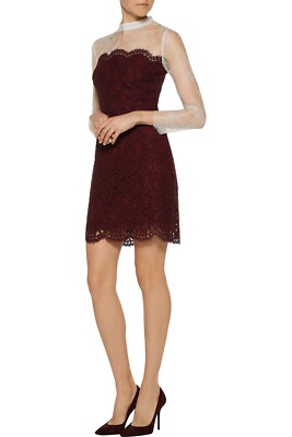 NEW Sandro Paris Rupert Burgundy Lace Dress Scallop Hem US4 S FR 36 SMALL |  eBay