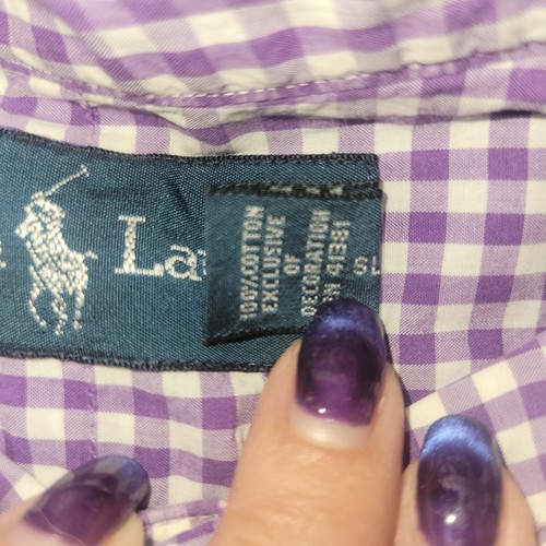 Ralph Lauren Hemd Herren Small Lila Weiß Gingham Langarm Knopfleiste - Bild 10 von 24