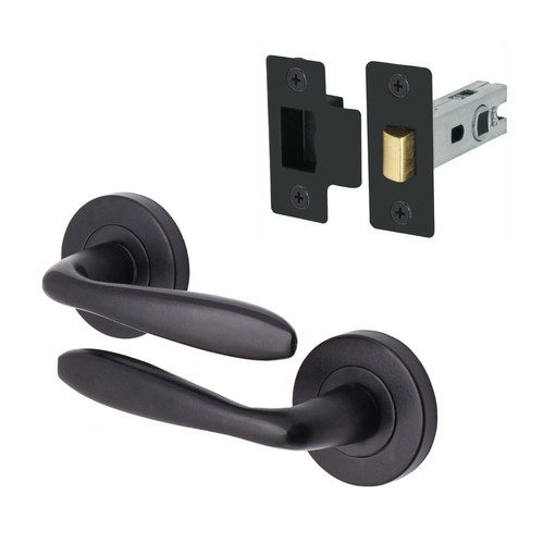 Black Internal Door Handle Sets Lock Sets on Rose - Bathroom, Latch & Lock Packs - Picture 5 of 60