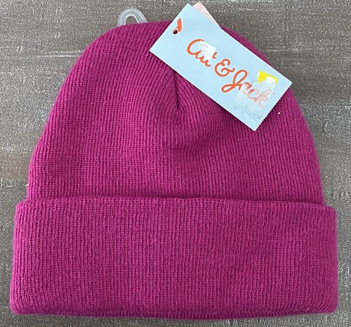 Cat & Jack - Kid’s OSFM Purple / Pink Solid Knit Cuffed Beanie New - Picture 2 of 3