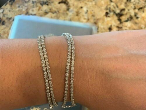 17CT Round Cut Lab Created Diamond Tennis Necklace 14K White Gold Plated - Picture 6 of 6