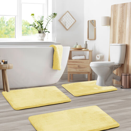 3PC Bathroom Rug Memory Foam Bath Mat Set - Small Large and Contour Bath Rugs - Picture 108 of 175