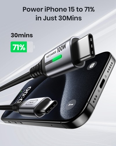 USB C to USB C Cable 6.6ft 2-Pack 100W USB C to C Fast Charging Cord Braided ... - Picture 2 of 9