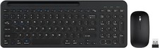 99-Key Wireless Keyboard  Mouse Combo Retro Round Keycaps for Mac/PC Black Grey