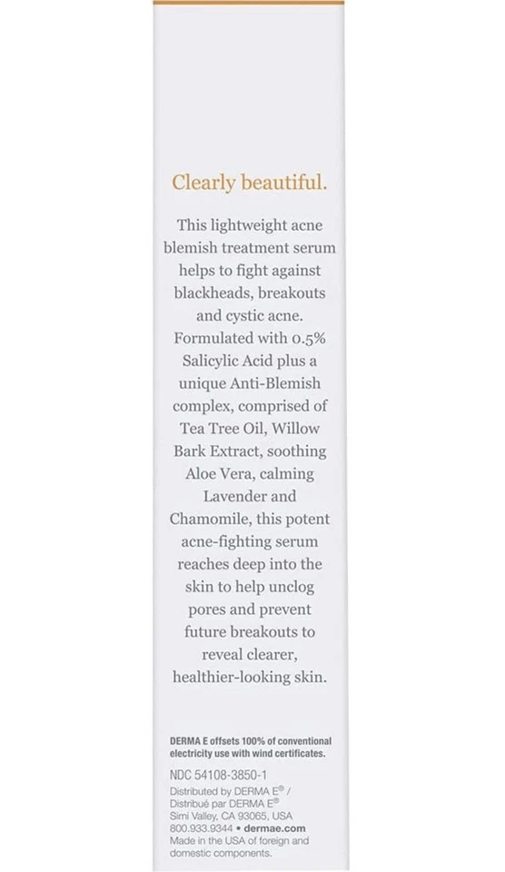 Suero de tratamiento para control de manchas de acné DERMA E - Suero activo de ácido salicílico.  Foto 4 de 4
