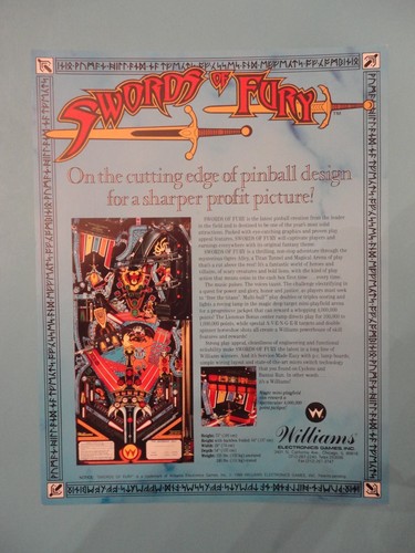 Folleto autografiado Williams a máquina de pinball Swords of Fury - Imagen 3 de 3