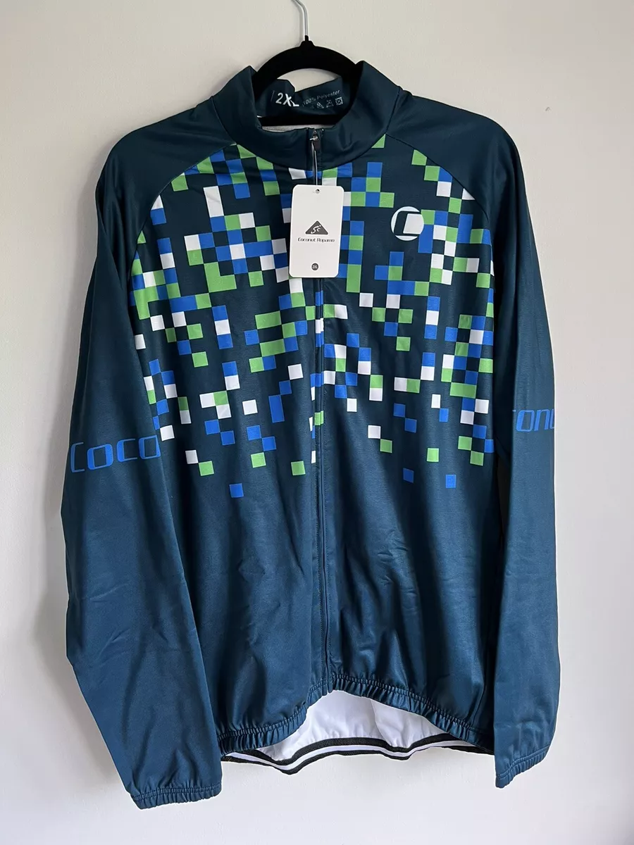 Coconut Ropamo Green Blue White Geometric Full Zip Cycling Jersey 2XL BNWT