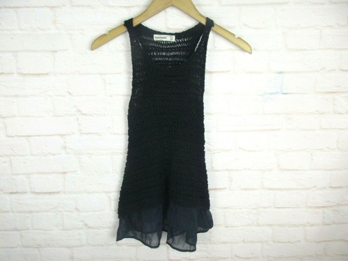 Abercrombie Kids Girls size M 12 Navy Blue Knit Sleeveless Sweater Shirt Tail - Picture 2 of 10