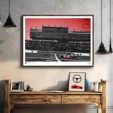 Denny Hamlin Racing Poster NASCAR Kansas Speedway Race Track Wall Art Print Gift