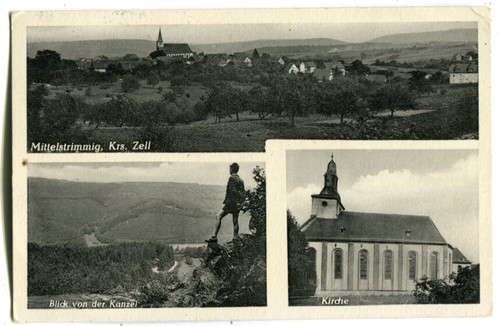 Postcard Mittelstrimmig, church, pulpit, near Zell Mosel, Cochem 1954 - Picture 1 of 2