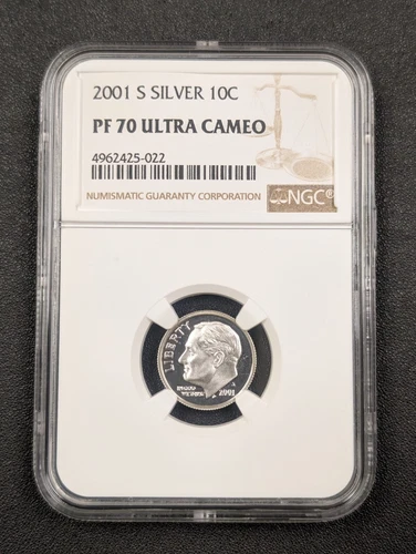 2001-S PF 70 ULTRA CAMEO SILVER ROOSEVELT DIME NGC TOP POP,10c, Amazing Contrast