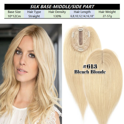 Side Part 100% Remy Human Hair Topper Toupee Hairpiece Clip In Lace Base Top Wig - Picture 70 of 110