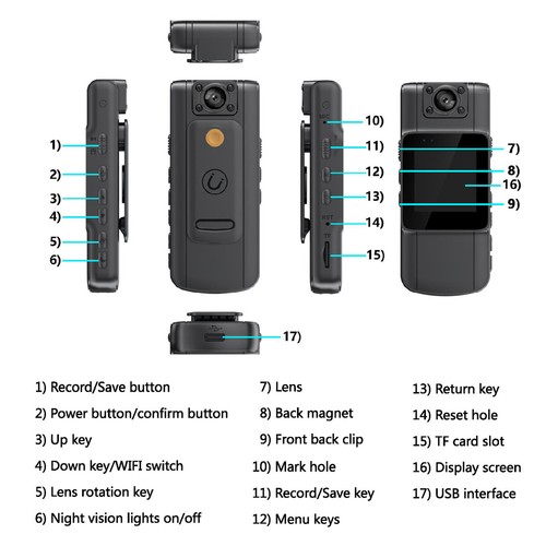 1080P WiFi Camcorder Body Mini Cam Police Camera HD Video Recorder DVR IR Night. - Picture 8 of 12