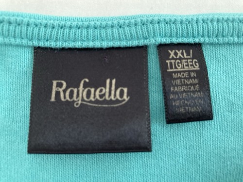 Rafaella Women's Knit Top Sz XXL Mint Green w/Enameled Neck Accent 3/4 Sleeve - Picture 6 of 10