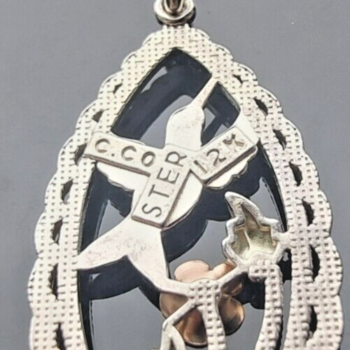C.CO VINTAGE 925 STERLING SILBER 12K GOLD GEFÜLLT KOLIBRI ANHÄNGER - Bild 10 von 10