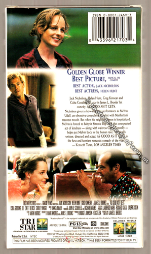 As Good as It Gets - Jack Nicholson, Helen Hunt (1997 VHS PG13) V. G. Condition - Picture 2 of 3
