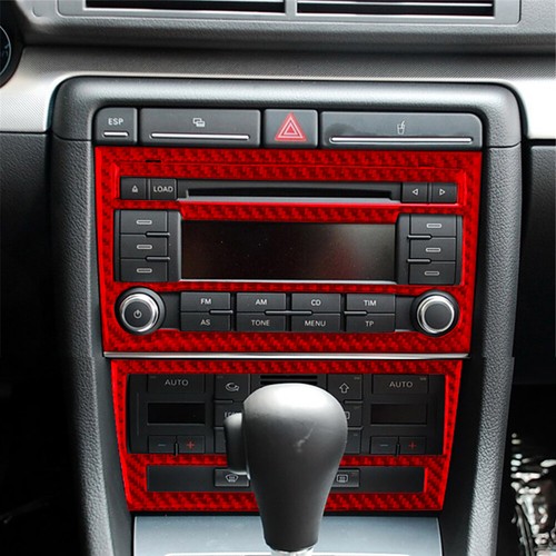Cuadro de panel de control de medios + aire acondicionado rojo fibra de carbono para Audi A4 S4 2007-2008 - Imagen 5 de 13