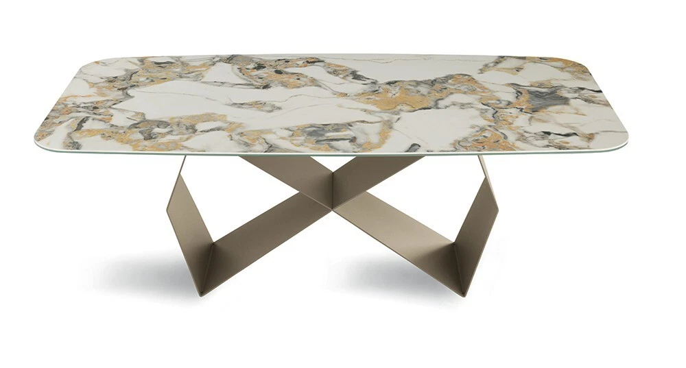 Tavolino Esagonale In Metallo Dorato - Design Glamour, Altezza 50 Cm, Per Soggiorno, Salotto O Ingresso