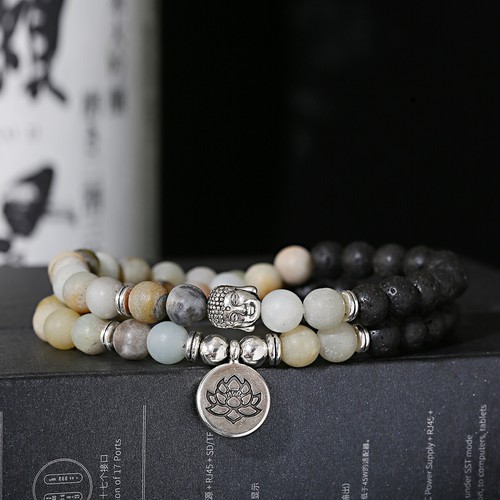 Charm Retro Buddha Bead Bracelet Men Black Natural Stone Chakra Bracelet Jewelry - Picture 41 of 50