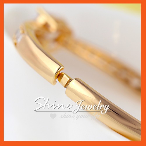 9K GOLD GF BA10 SIMULATED HEART Diamond ENGAGEMENT WEDDING BRACELET BANGLE - Picture 11 of 11