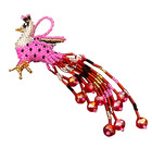 Spirit of Nature Ornament- PEACOCK  seed beads- beaded strand- pink white red
